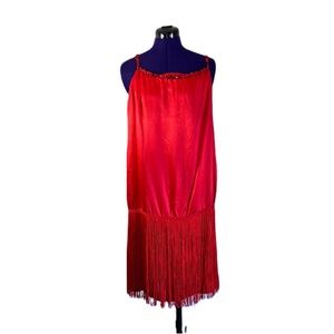 Red Fringe Sequins Flapper Style Dress